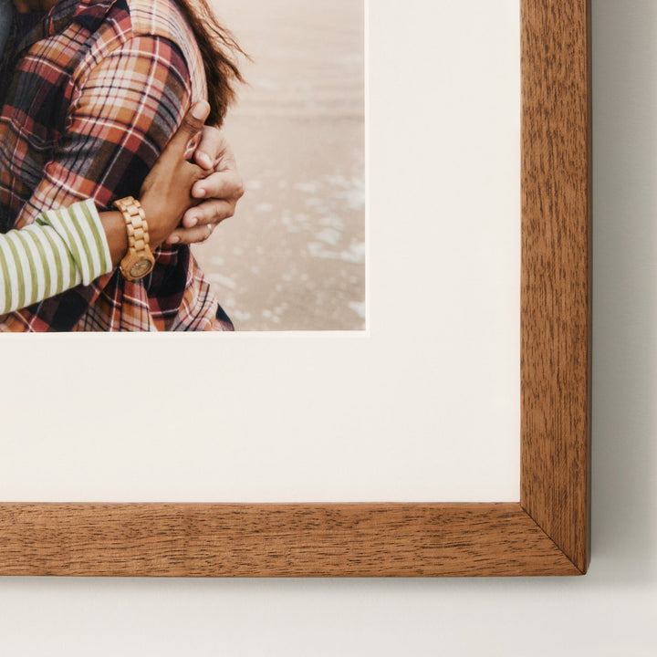 Close‑up of oak frame and archival fine art paper